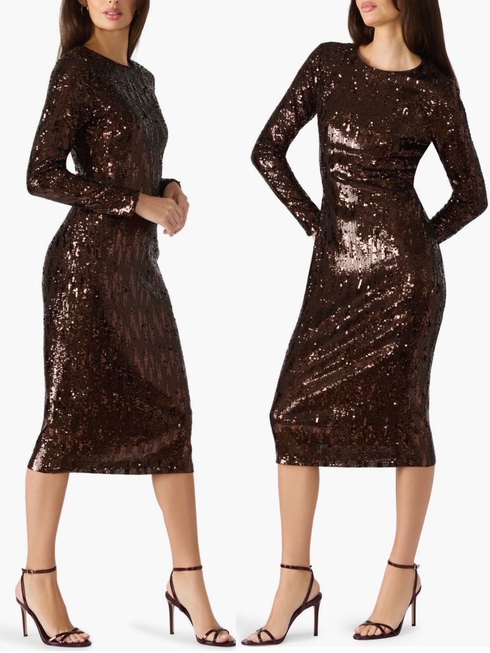 Steve Madden Hailee Sequin Long Sleeve Midi Dress